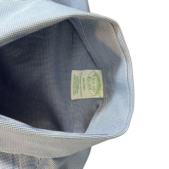 Brooks Brothers Men's Milano Blue White Long Sleeve Button Down Shirt 16.5 34 - Picture 8 of 8